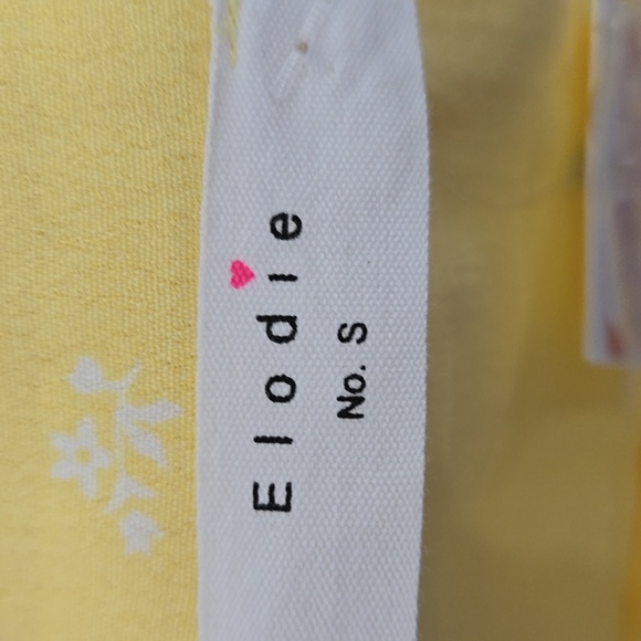 Elodie Yellow White Tiny White Floral Pattern Button Front Skirt Size Small - Picture 9 of 15